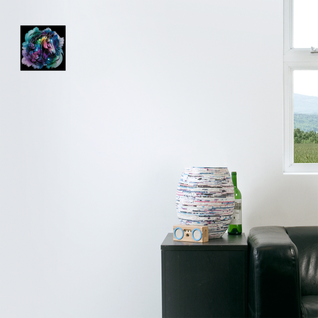 Galaxy Horse with Celestial Aura and Cosmic Florals by BirdsnStuff